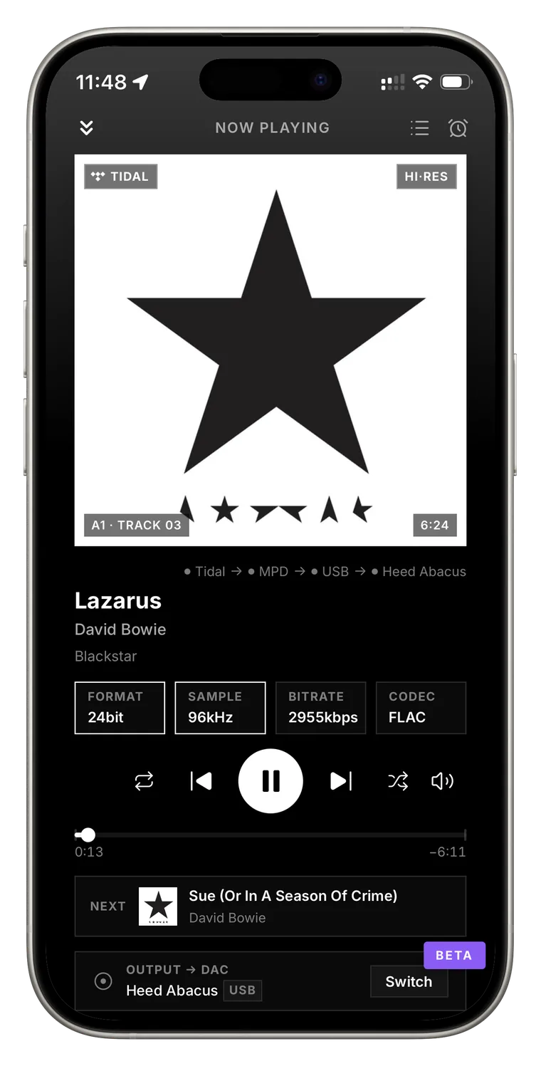 Player, playing from Tidal